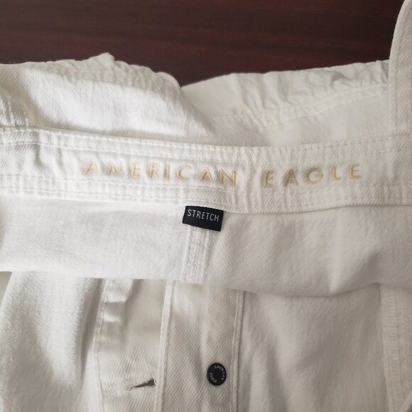 NWT American Eagle Outfitters Large White Denim Overall Dress Button Up Pockets - Picture 9 of 10